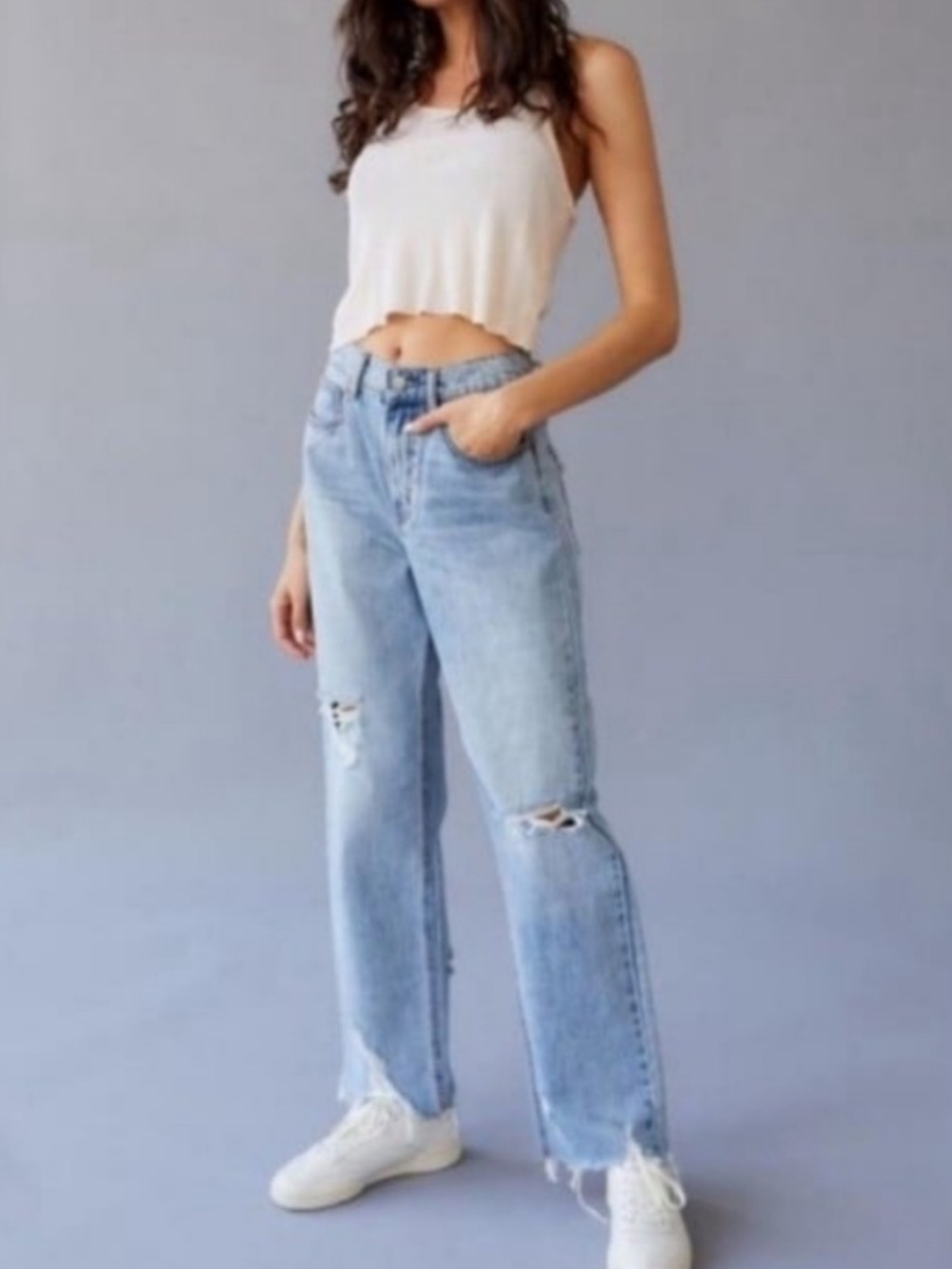 BDG Light Wash Cowboy Jeans - Distressed